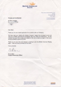 F1 rejection letter